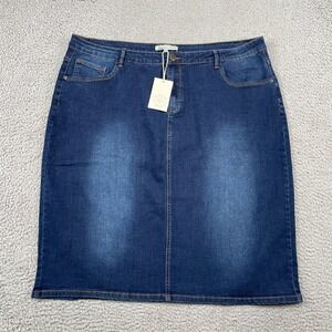 The Main Street Exchange Denim Skirt Womens 20 Blue Straight Modest Stretch